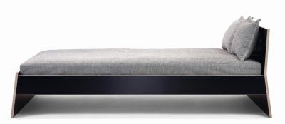 Stockholm bed birch multiplex with high headboard 160 black Richard Lampert 
